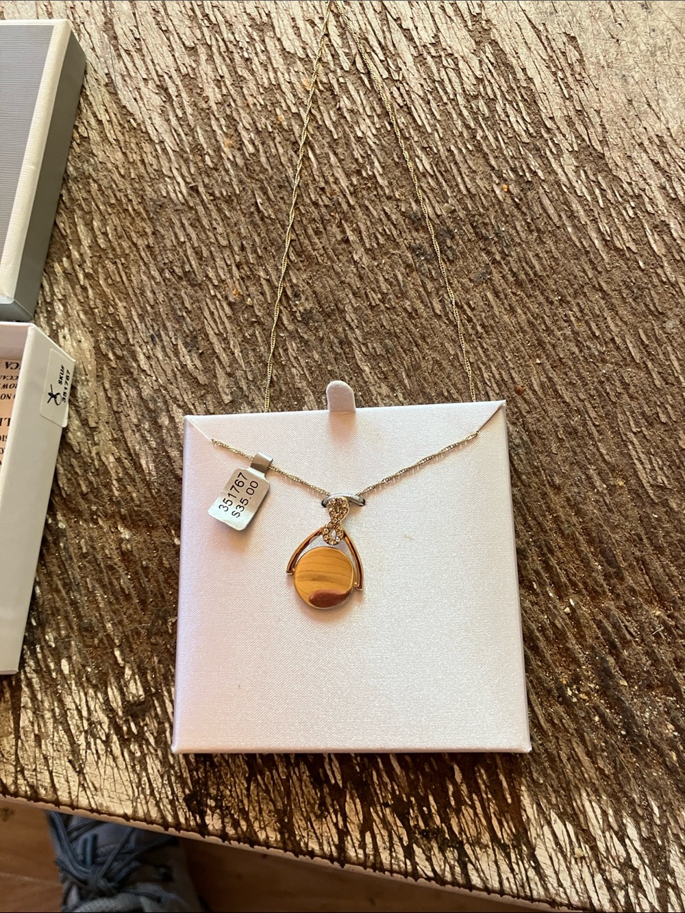 Things Remembered Gold-Tone Pendant Necklace with Amber Stone
